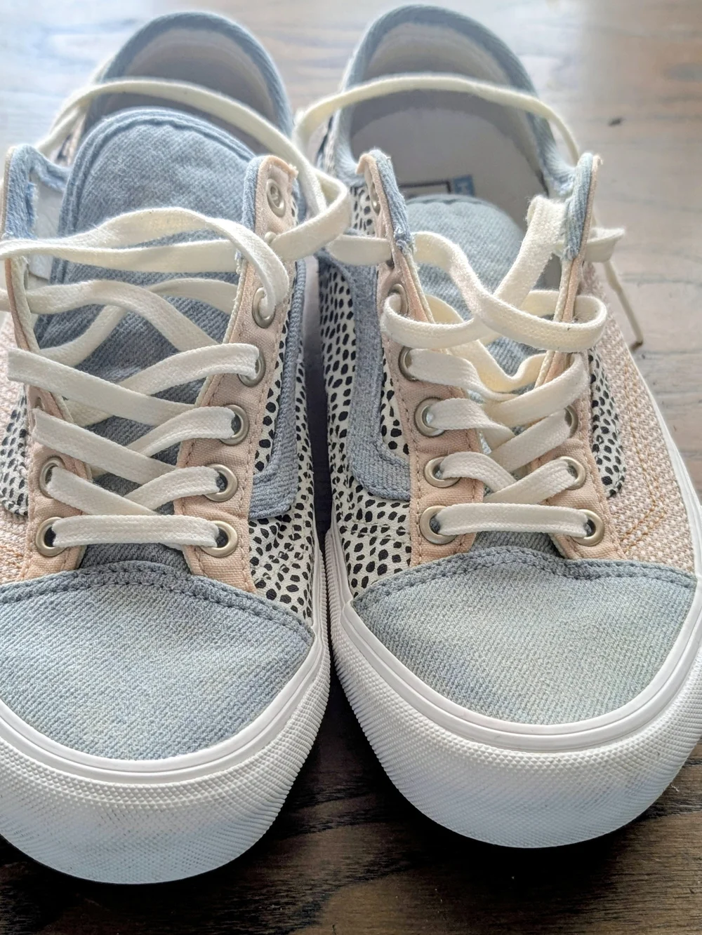 Vans Women's Low Top Mixed-Print Sneakers in Blue & Cream
